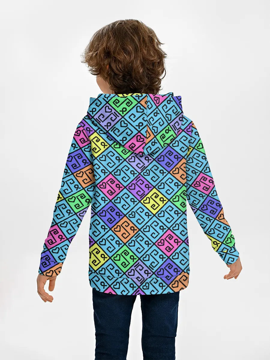 Детское худи / Неоновый яркий абстрактный узо