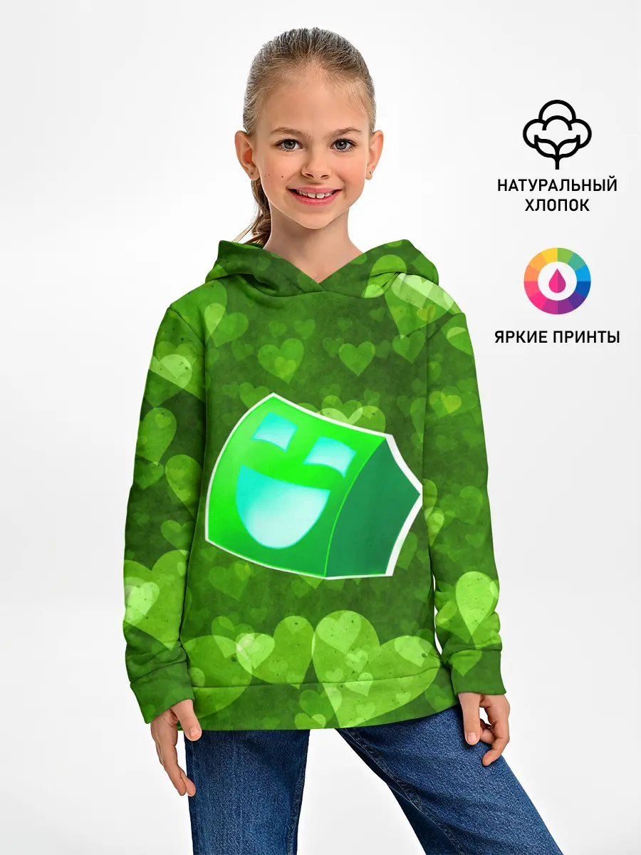 Детское худи / Geometry Dash | Green Love