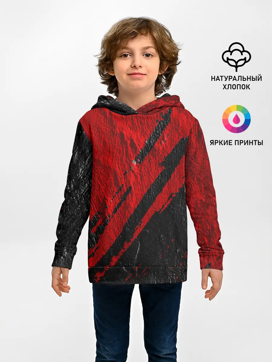 Детское худи / Красное чёрное 3D