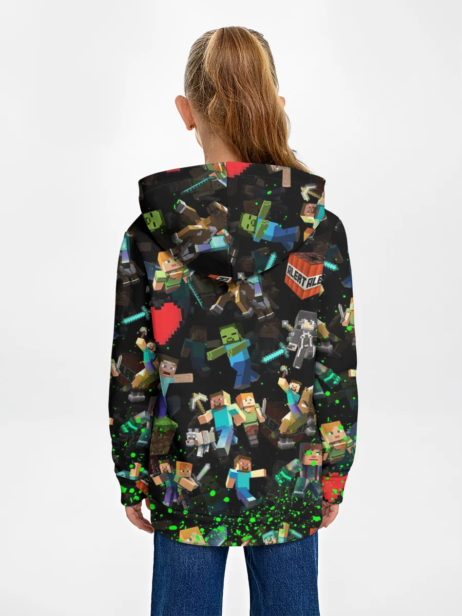 Детское худи / МАЙНКРАФТ ПАТТЕРН ГЕРОИ ИГРЫ