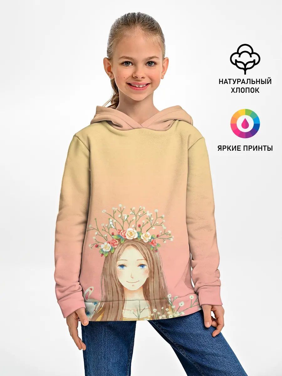 Детское худи / девочка и кролик