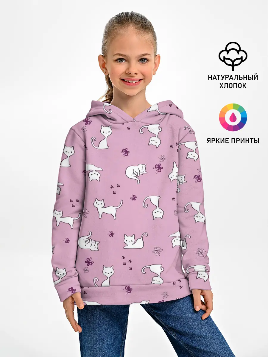 Детское худи / Белая кошка