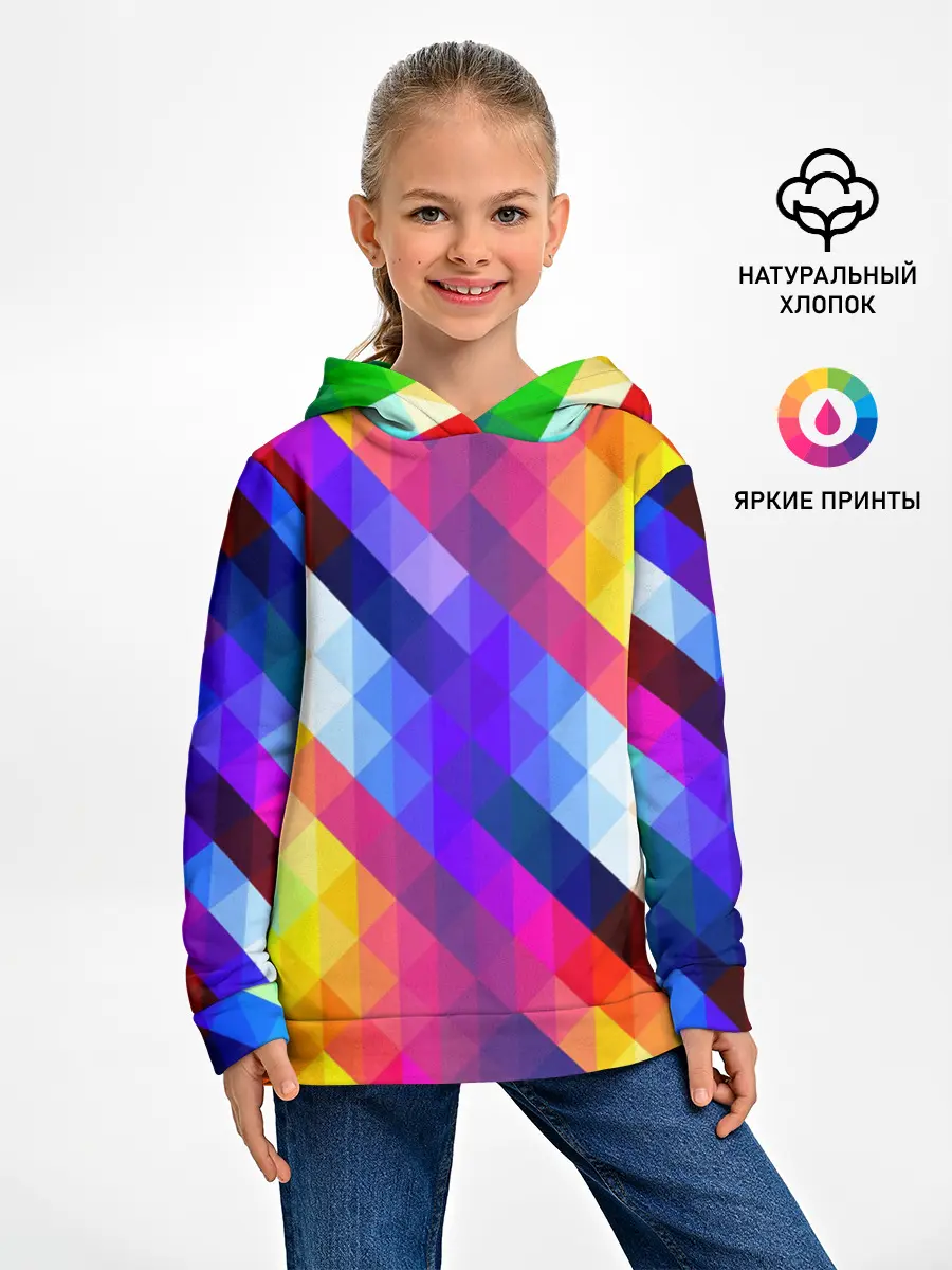 Детское худи / Пиксельная радуга