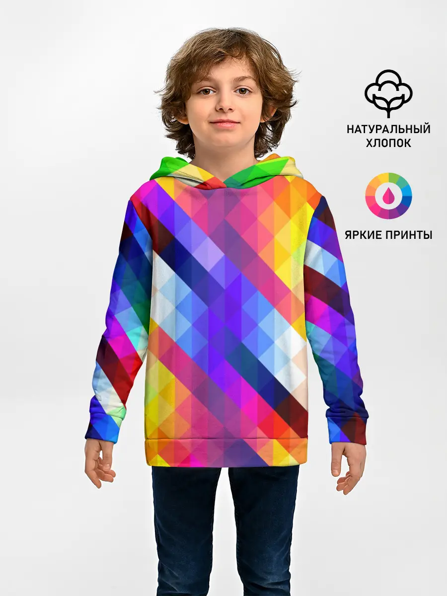 Детское худи / Пиксельная радуга