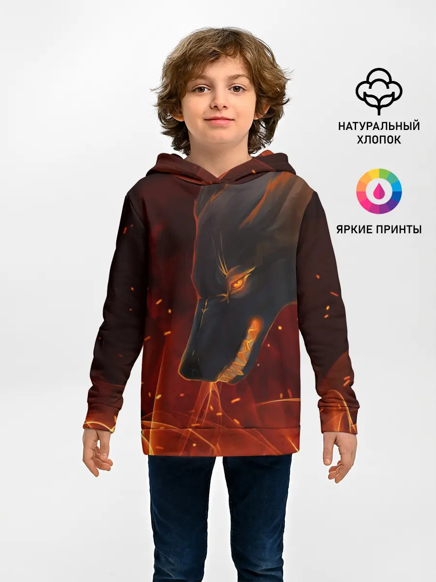 Детское худи / ОГНЕНЫЙ ВОЛК, 3d