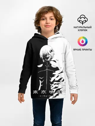 Детское худи / Токийский гуль черно белый Кен