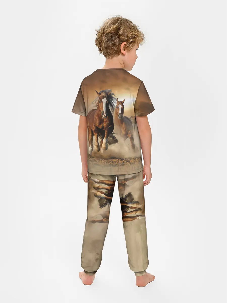 Детская пижама с брюками / Бегущие лошади