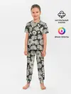 Детская пижама с брюками / Белые цветы