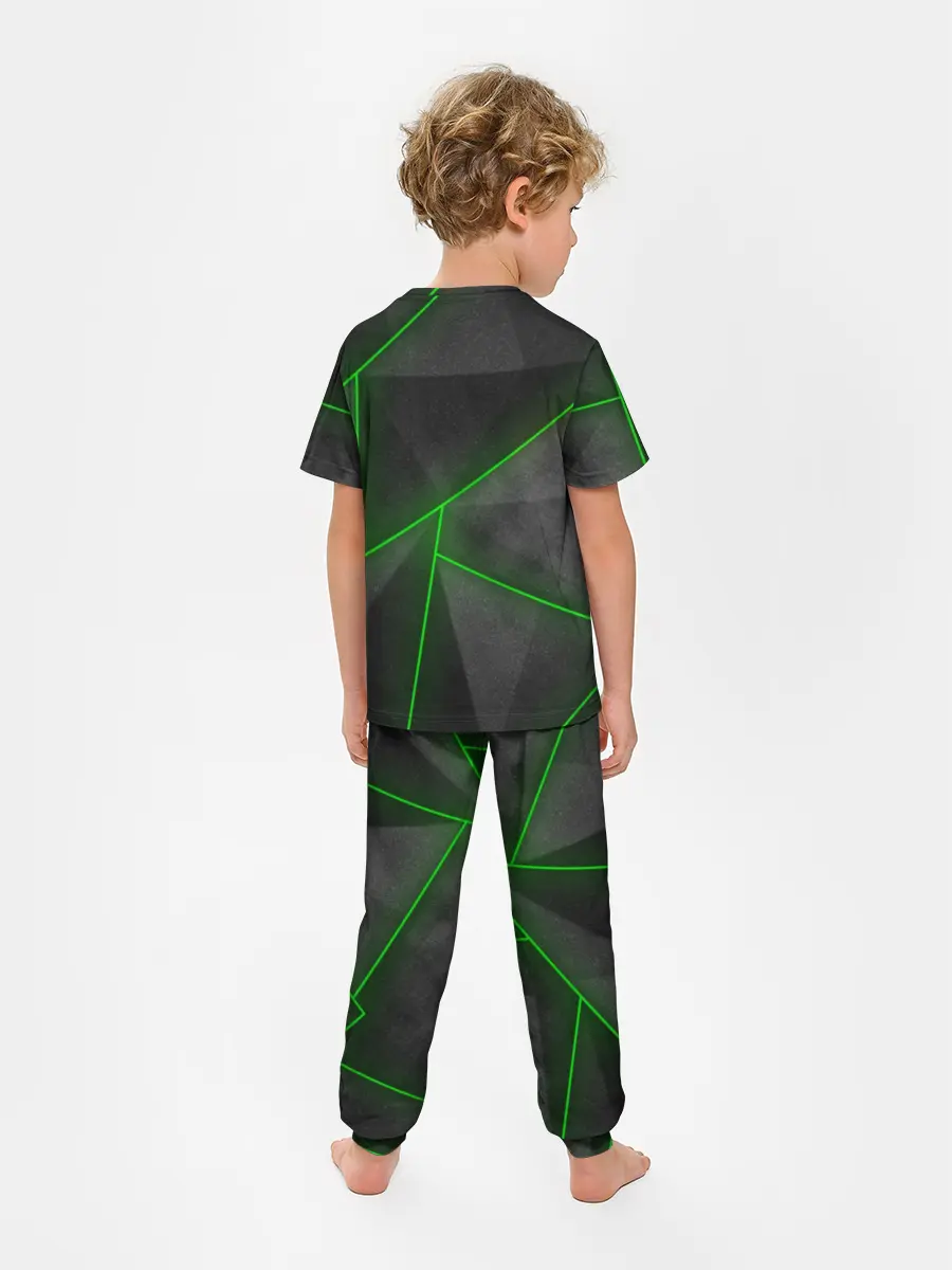 Детская пижама с брюками / Неоновые линии