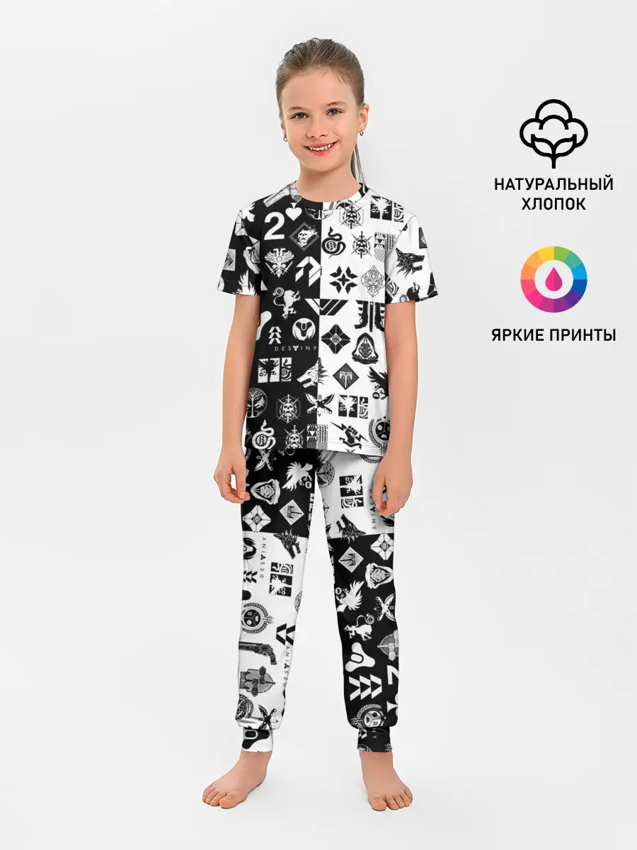Детская пижама с брюками / DESTINY LOGOBOMBING ЧЁРНО БЕЛОЕ