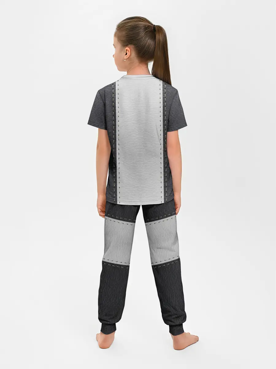 Детская пижама с брюками / Черно белая кожа