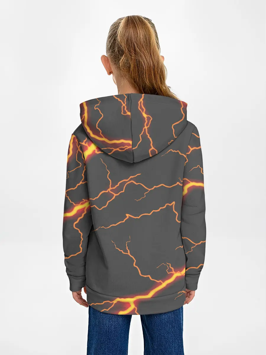 Детское худи / KIMETSU NO YAIBA оранжевые молнии