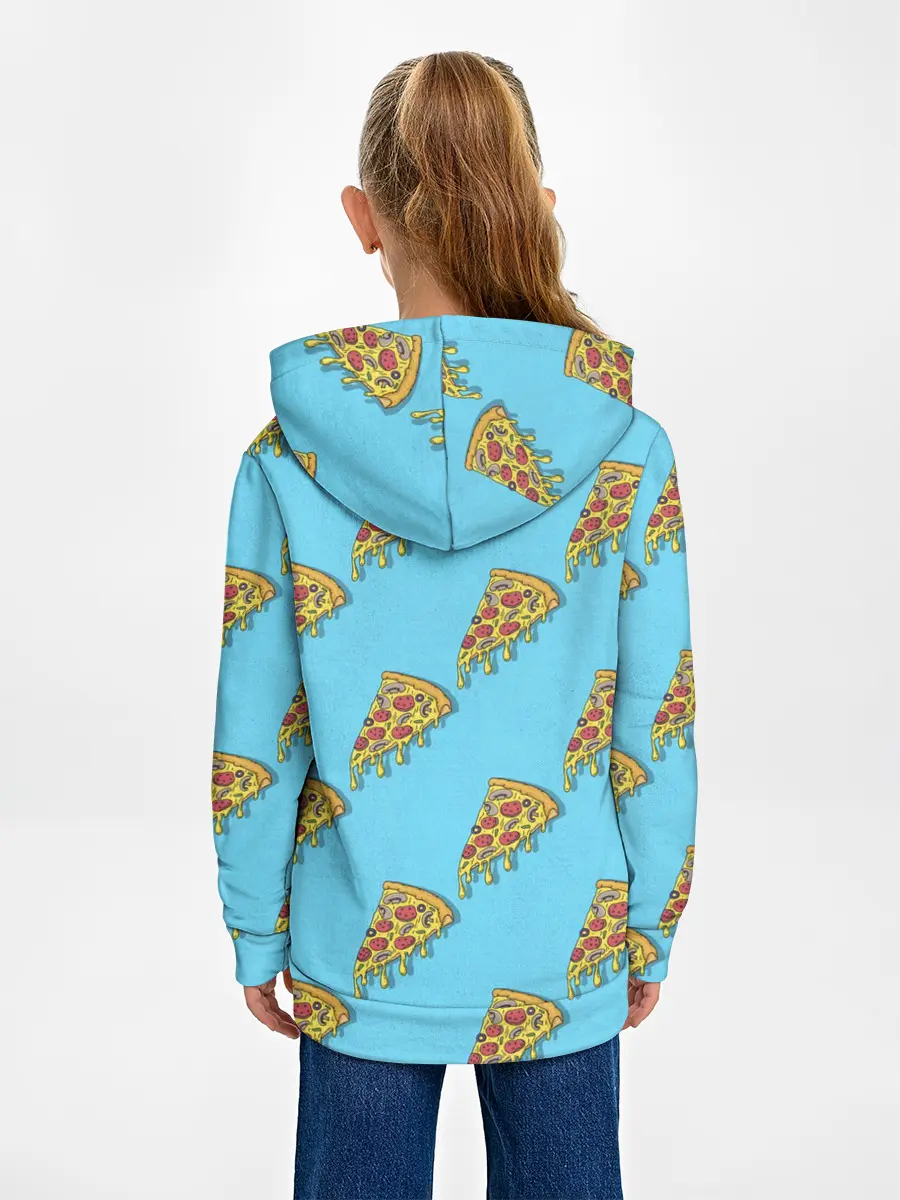 Детское худи / Пицца паттерн на голубом