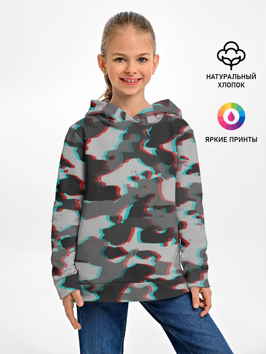 Детское худи / Серый камуфляж