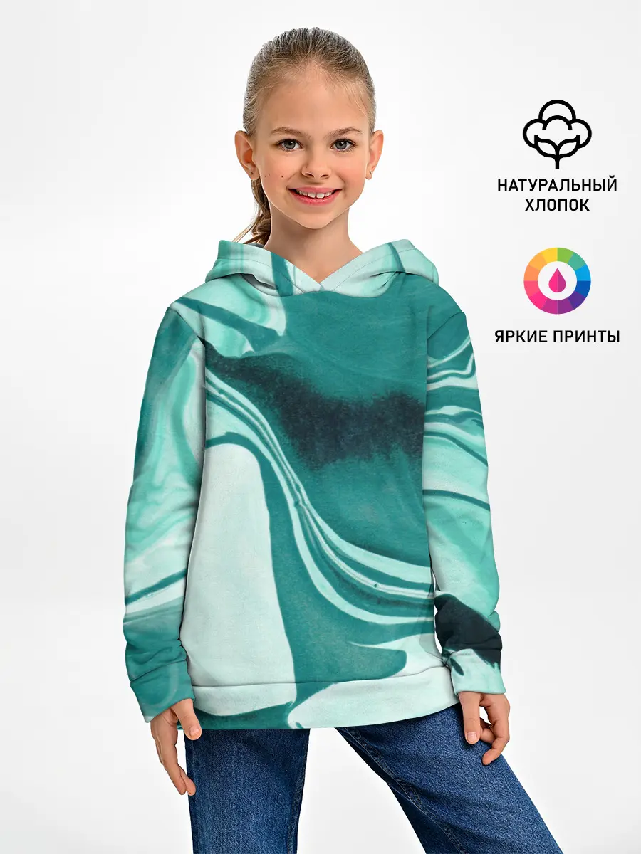 Детское худи / красочный зелёный развод