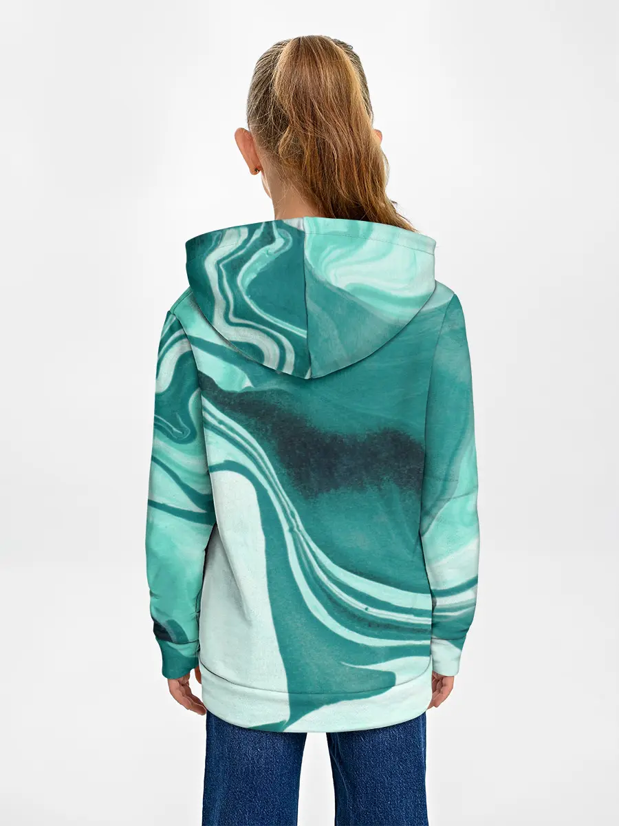 Детское худи / красочный зелёный развод