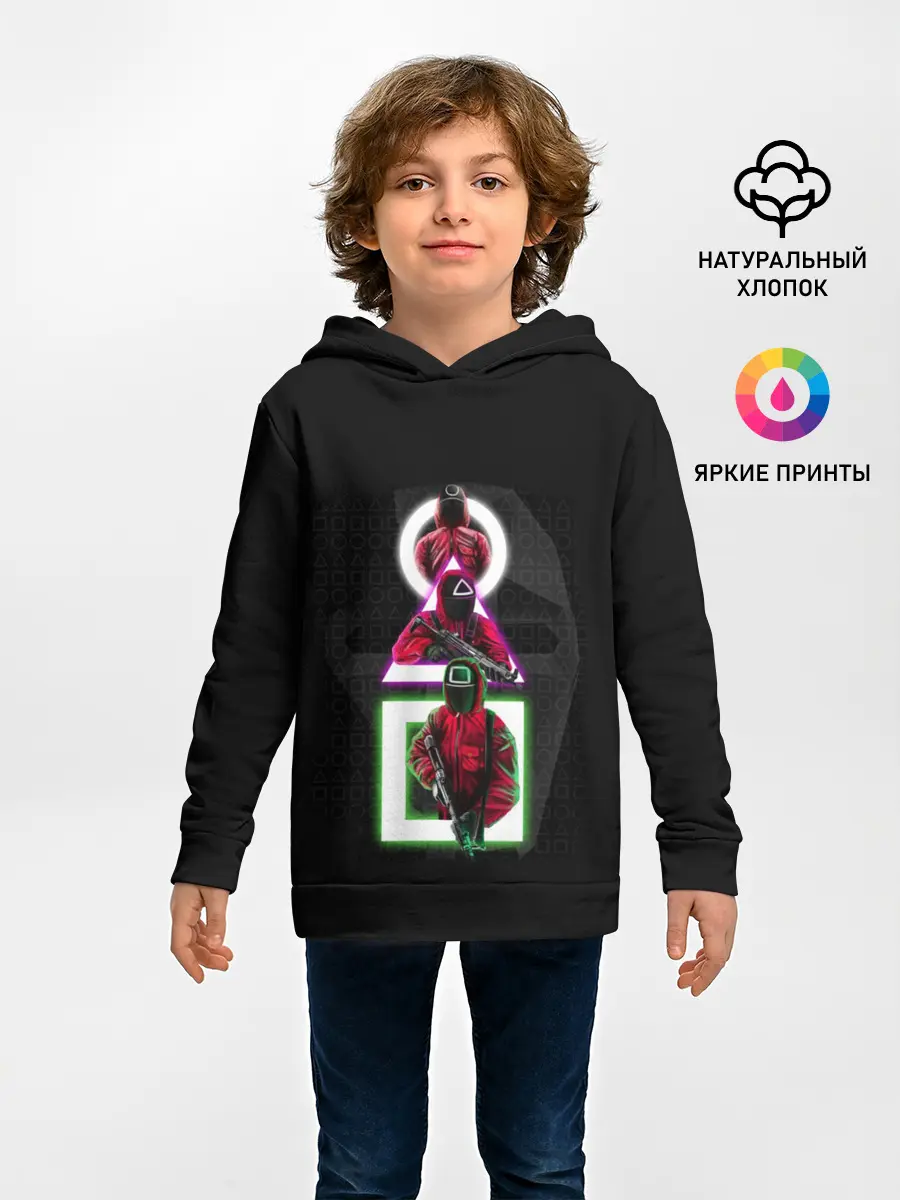 Детское худи / ИГРА В КАЛЬМАРА | ПЕРСОНАЖИ В МАСКАХ