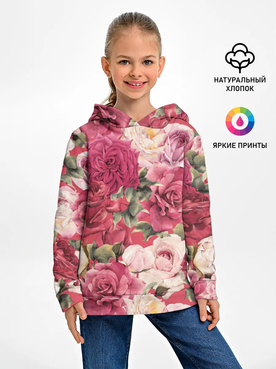 Детское худи / Акварель, розы