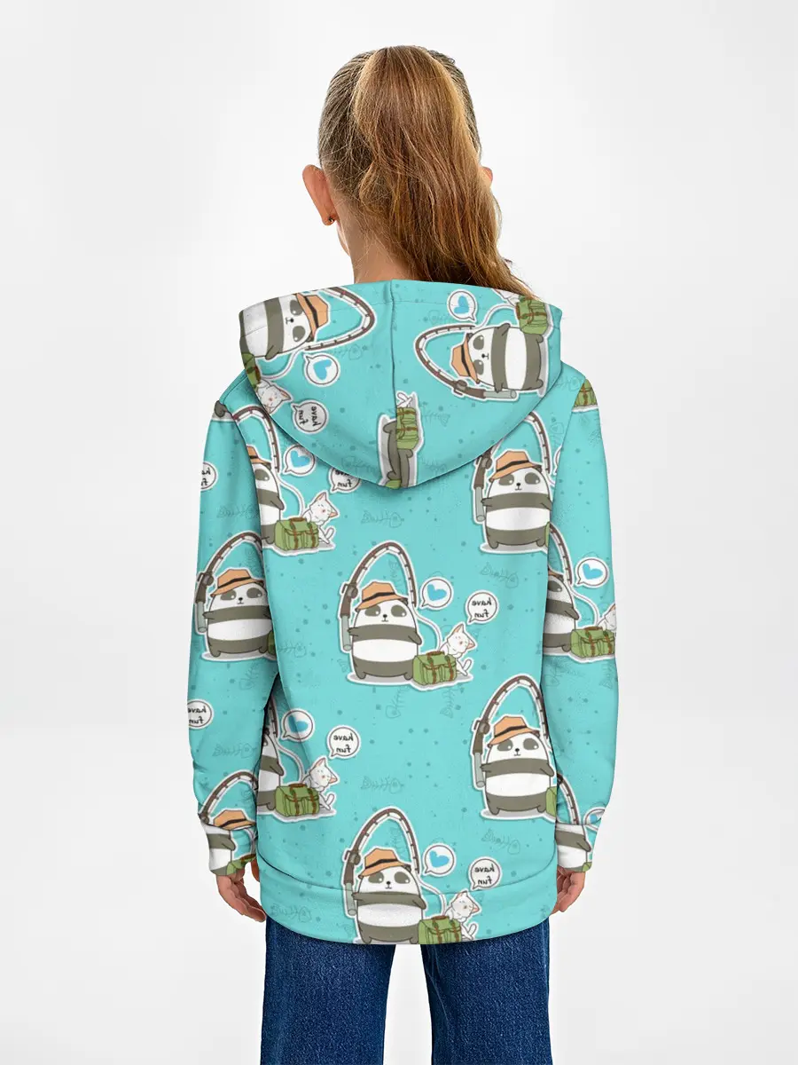 Детское худи / Панда на рыбалке