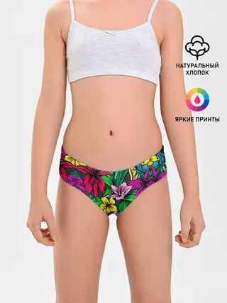 Трусы для девочек / Цветочный фон | Пляжная