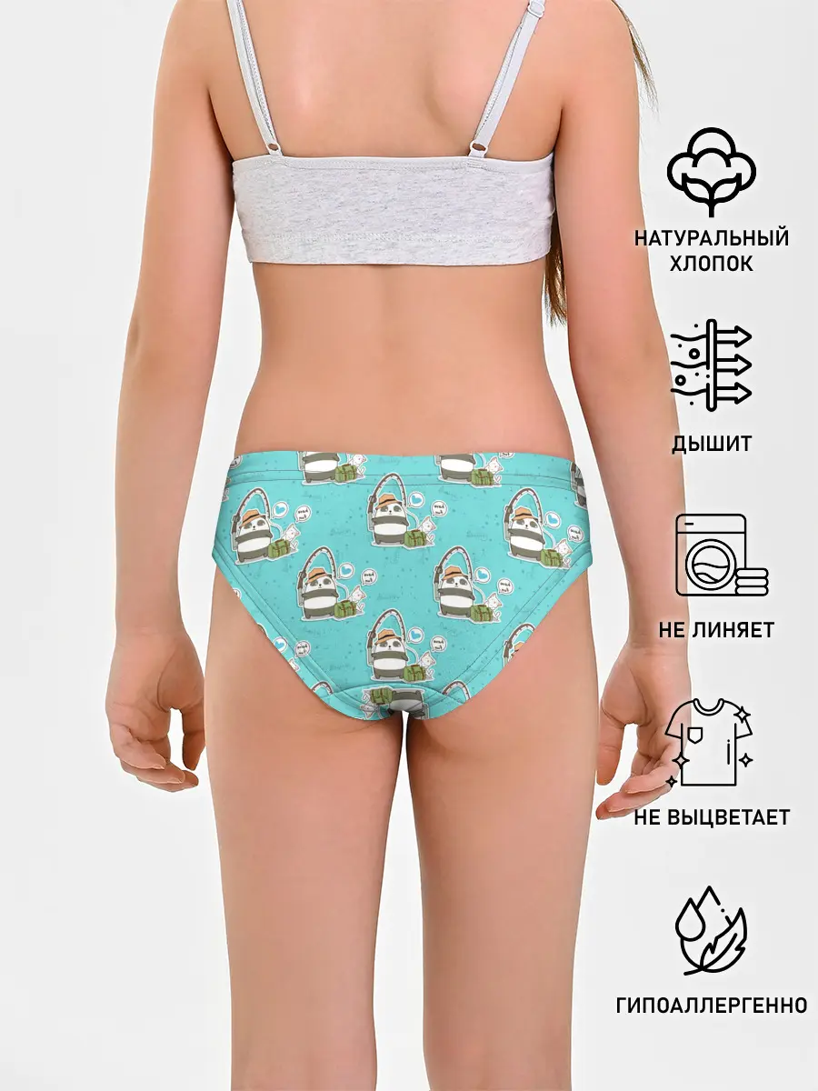 Трусы для девочек / Панда на рыбалке