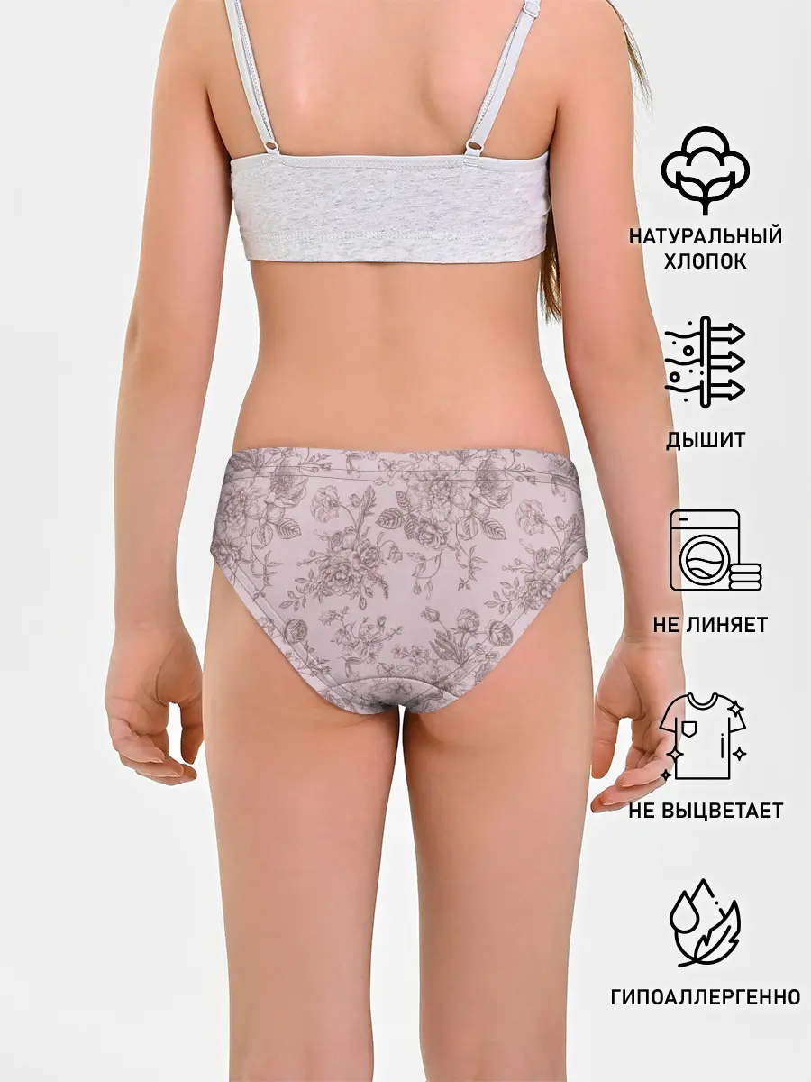 Трусы для девочек / розы с пионами