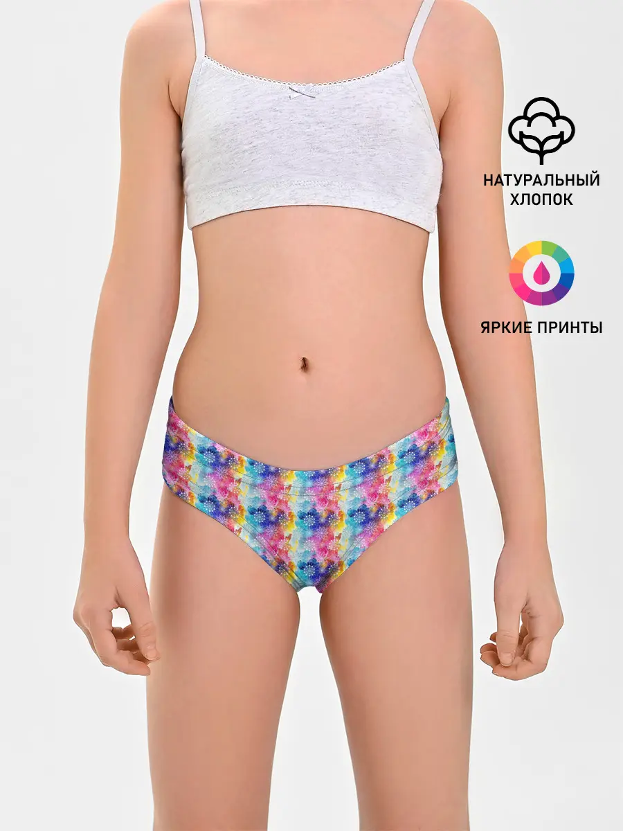 Трусы для девочек / Радужные Снежные Узоры