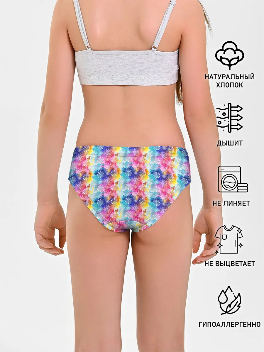 Трусы для девочек / Радужные Снежные Узоры