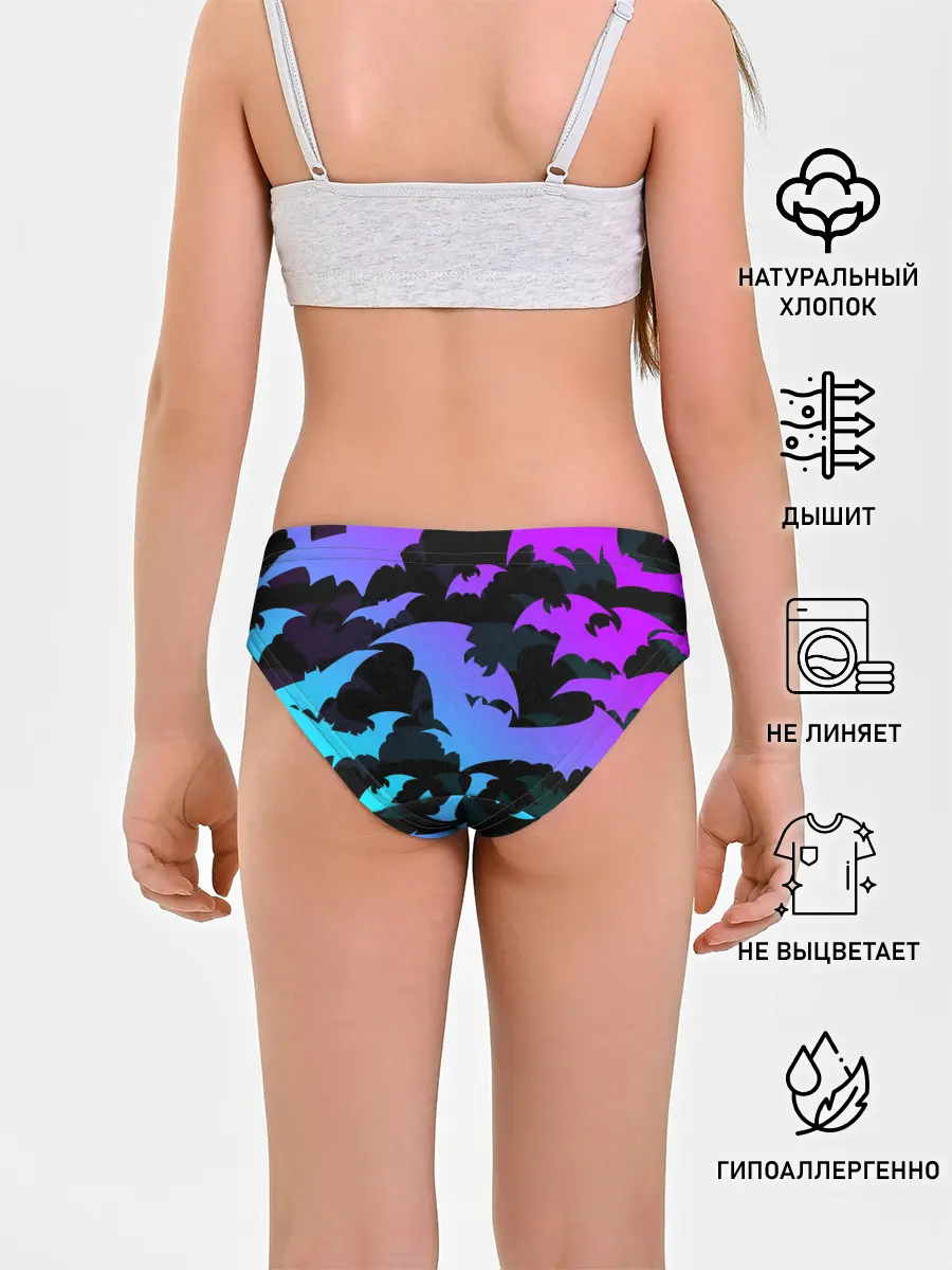 Трусы для девочек / ЛЕТУЧИЕ МЫШИ ХЕЛЛОУИН НЕОН / HALLOWEEN NEON