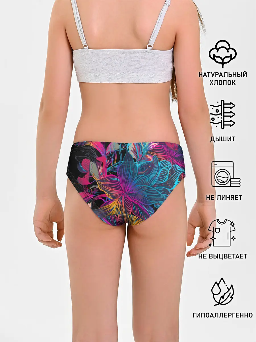 Трусы для девочек / Flowers | Неон