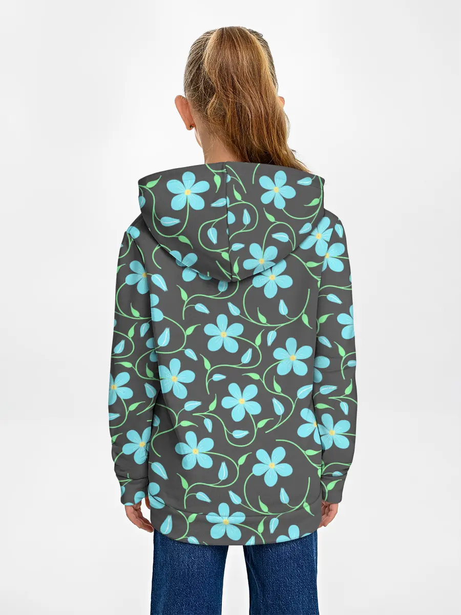 Детское худи / Цветочный узор на темном фоне