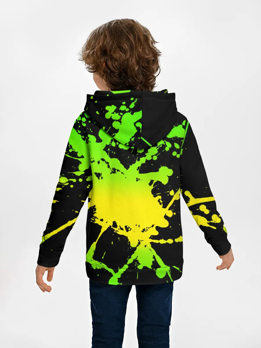 Детское худи / KILLA зеленые брызги