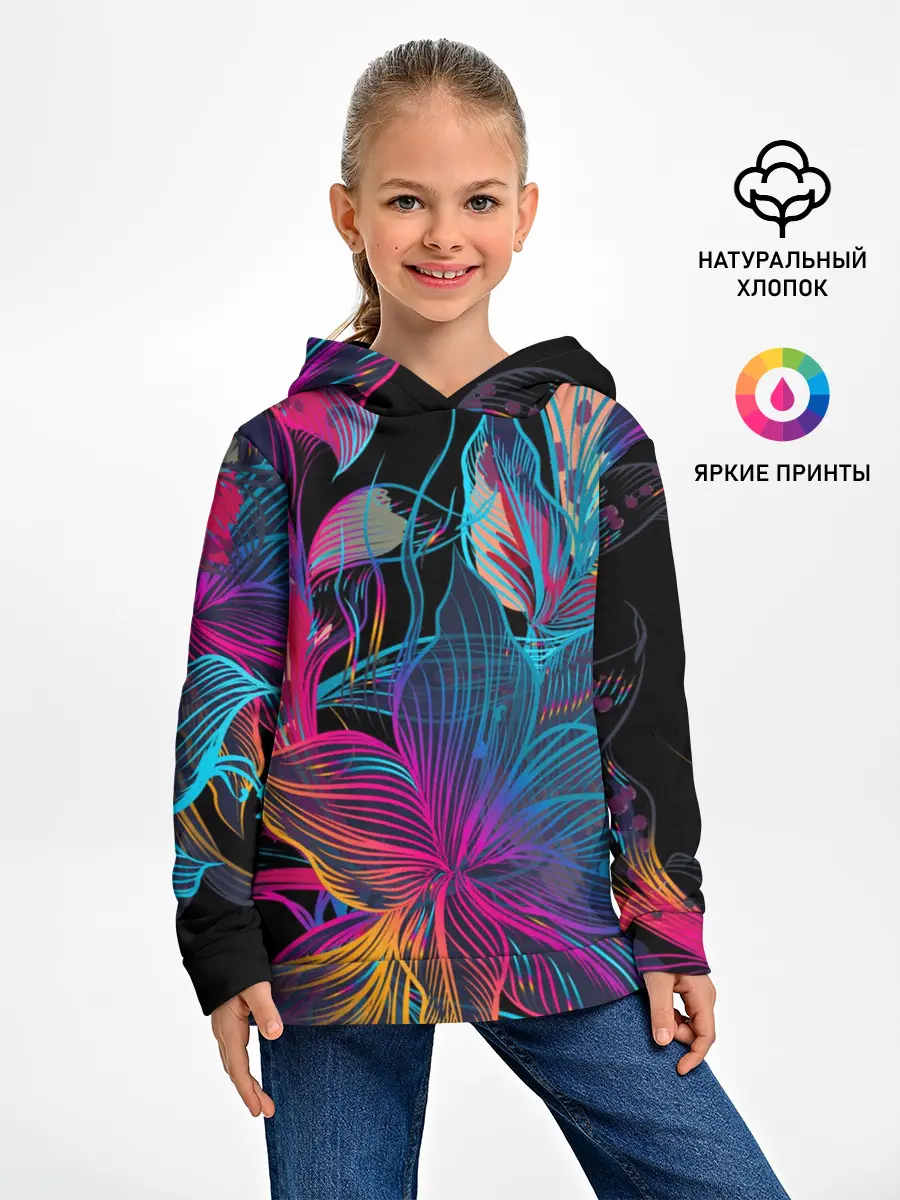 Детское худи / Flowers | Неон