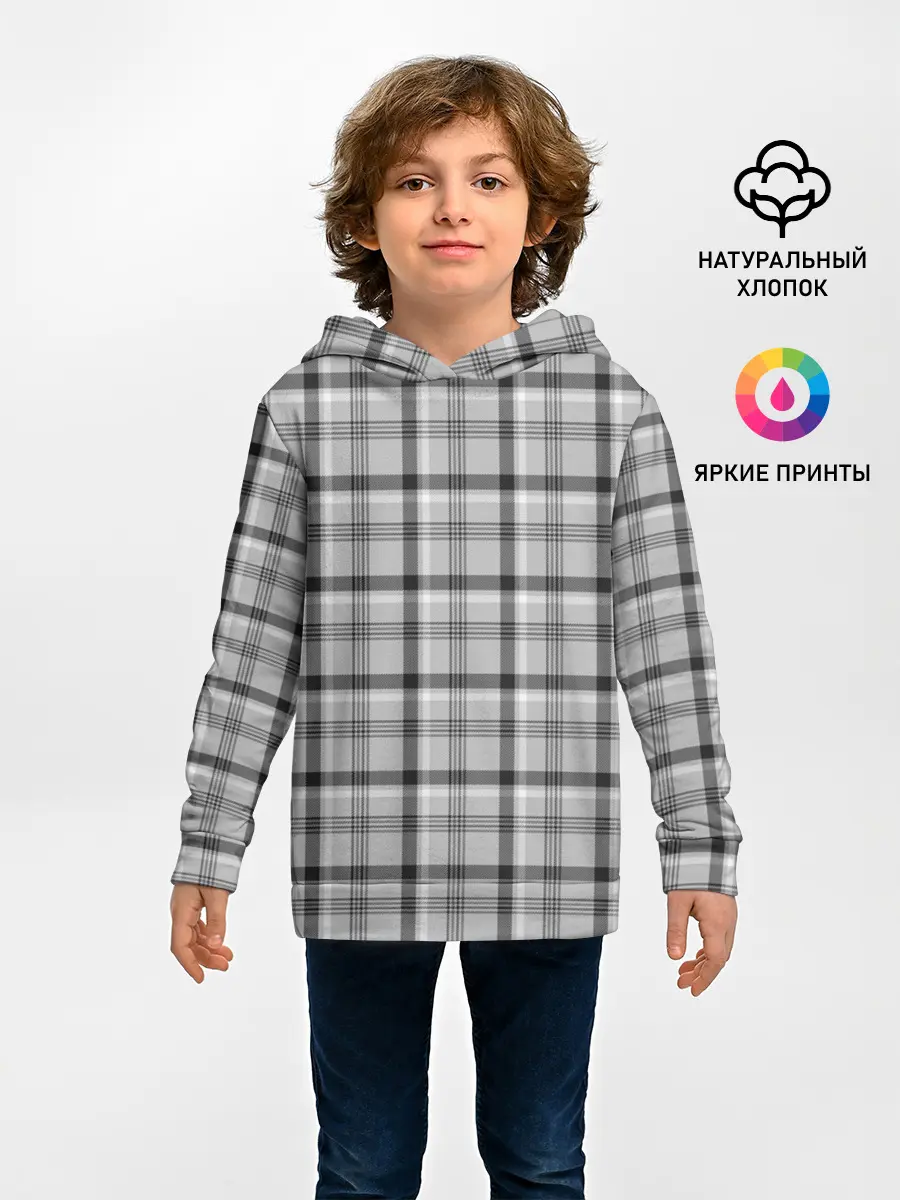 Детское худи / Черная клеточка