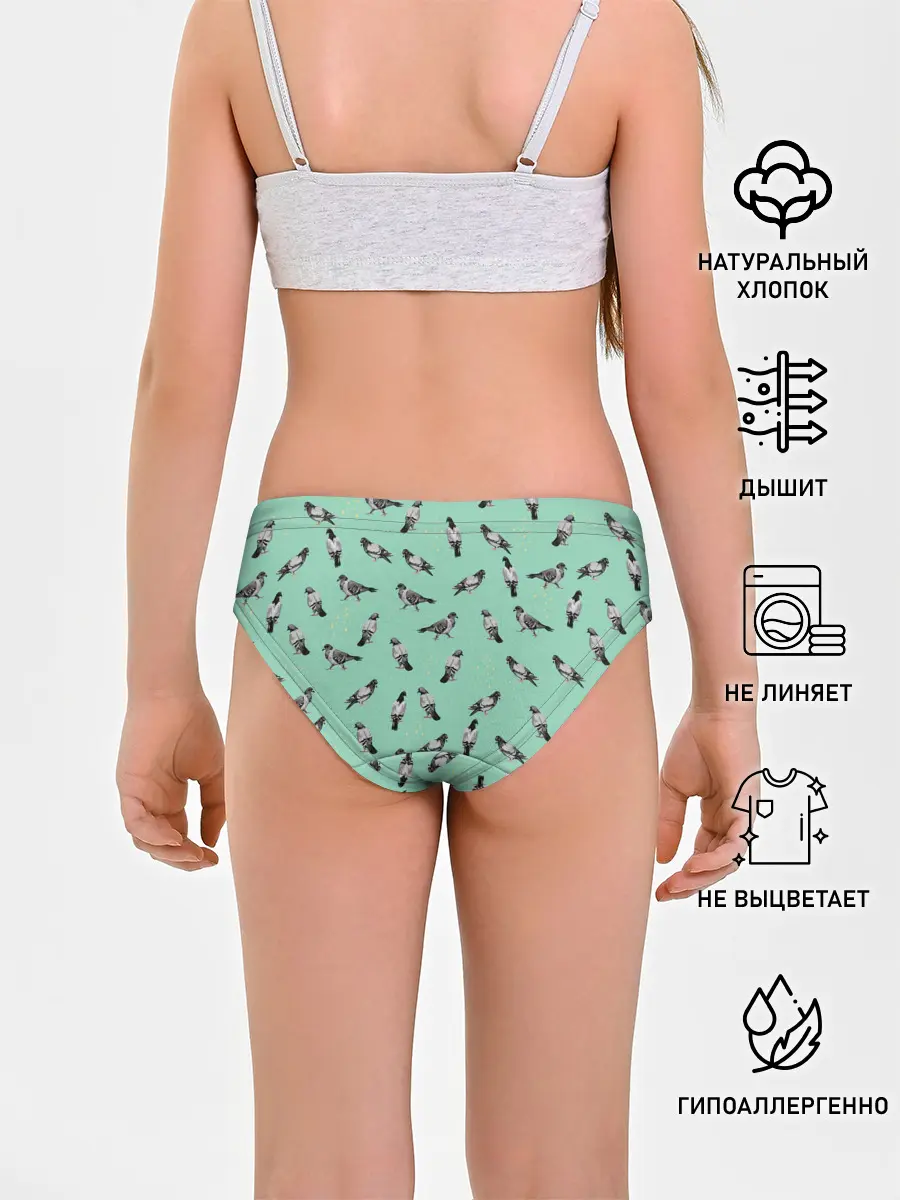 Трусы для девочек / Голуби на зеленом