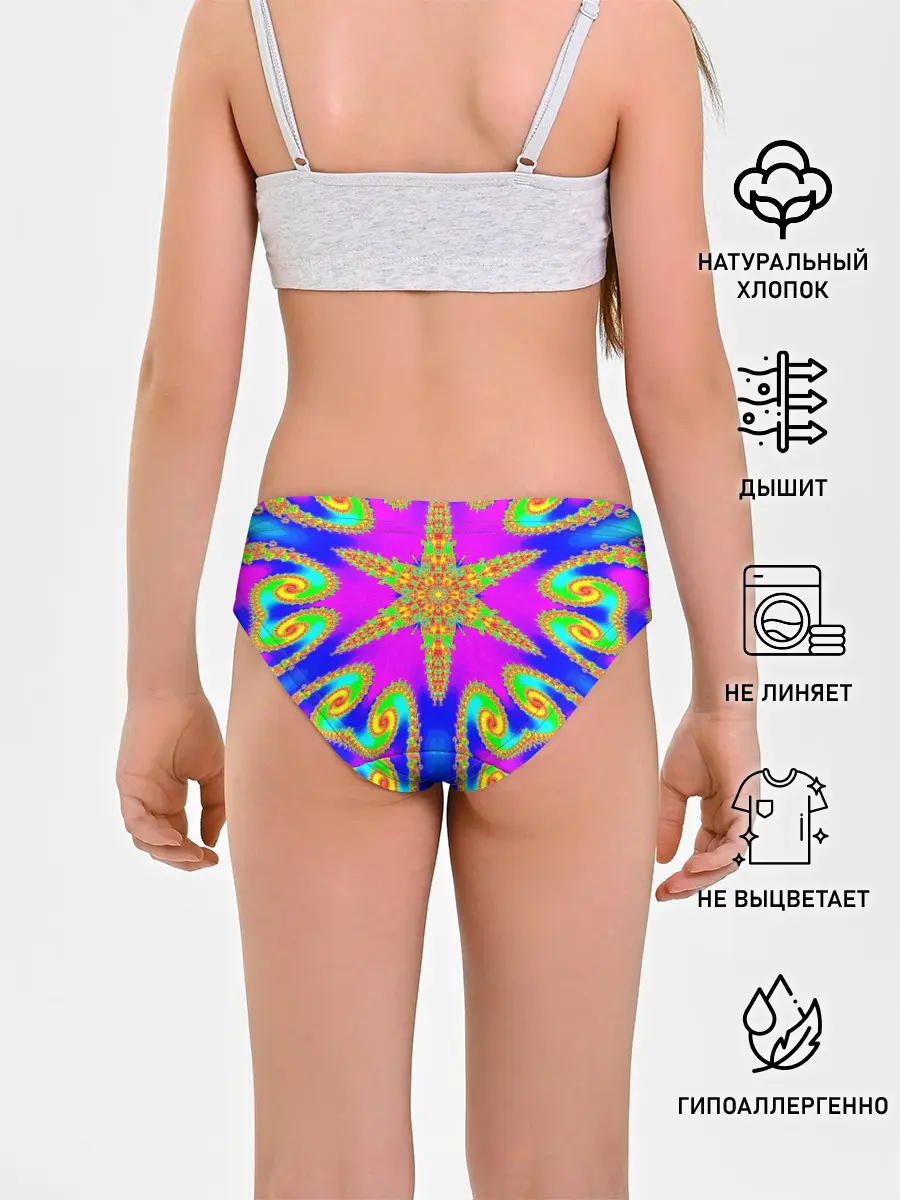 Трусы для девочек / Неоновый фрактал