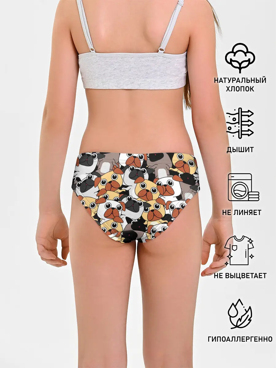 Трусы для девочек / Собаки мопсы