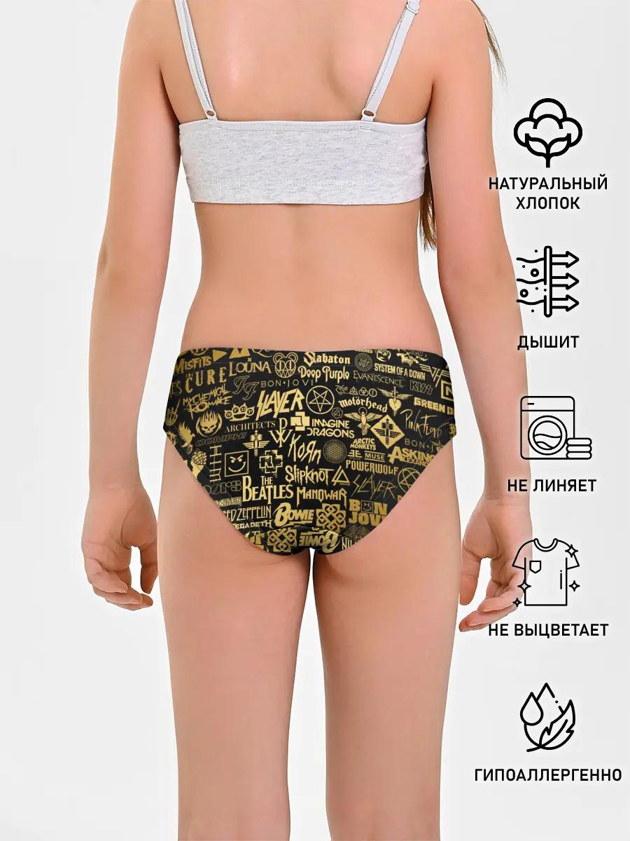 Трусы для девочек / ЛОГОТИПЫ РОК ГРУПП GOLD