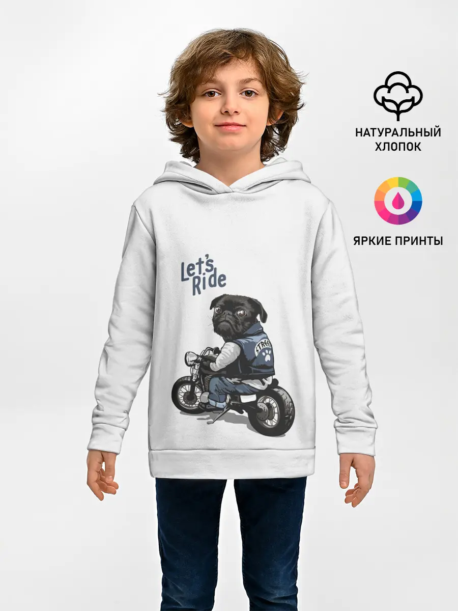 Детское худи / Pug Rider | Байкер Мопс