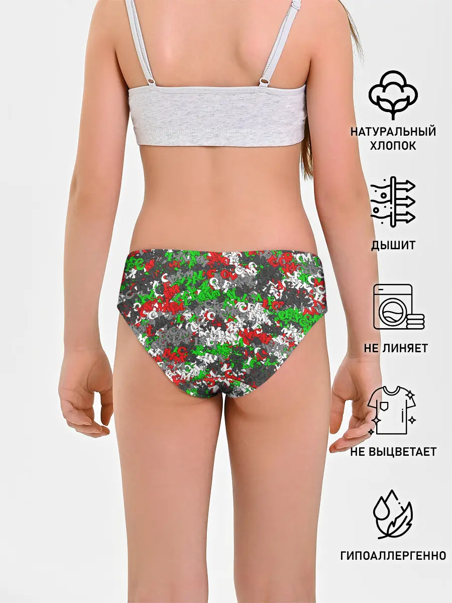 Трусы для девочек / Камуфляж с буквами FCLM