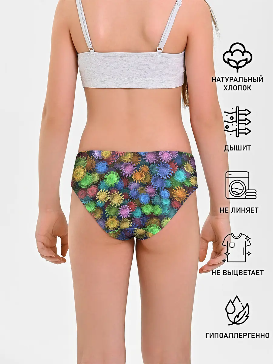 Трусы для девочек / Разноцветные вирусы