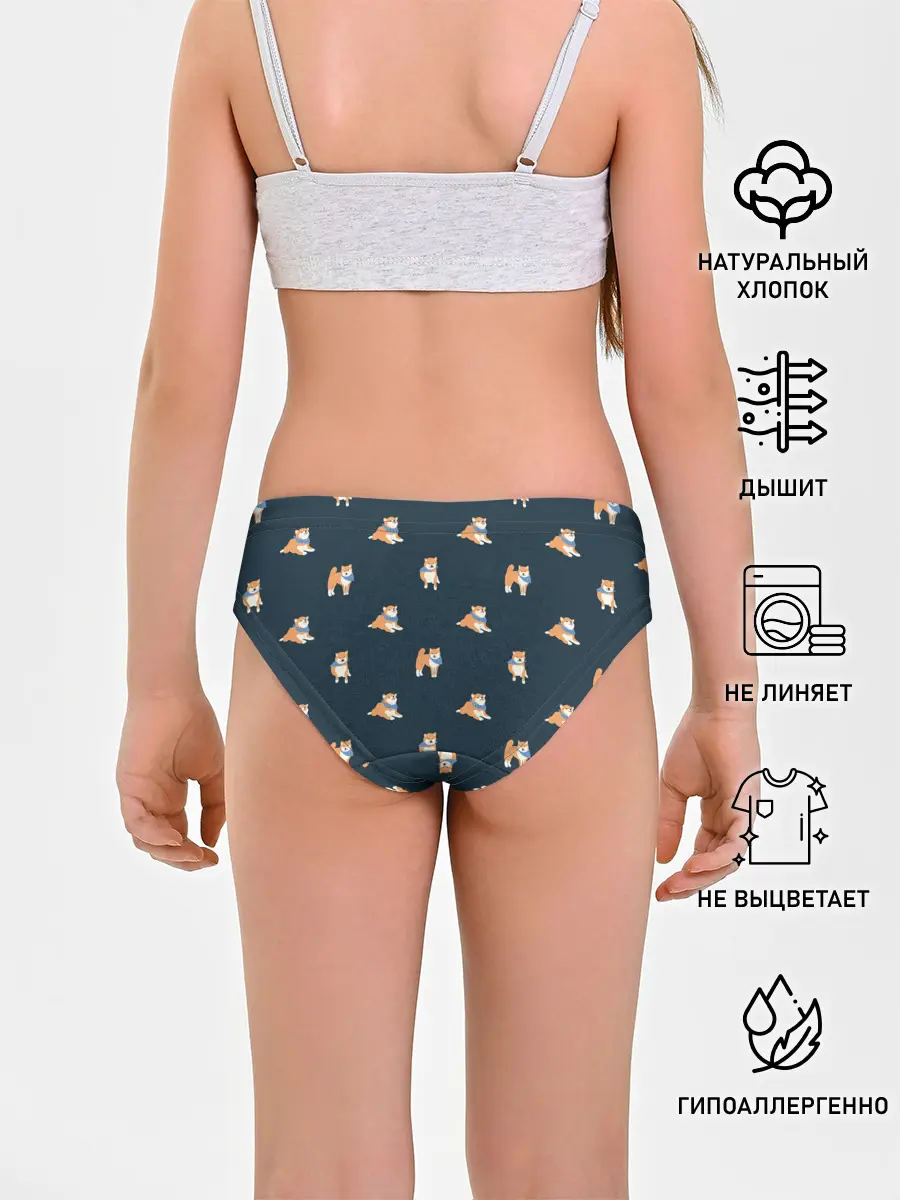 Трусы для девочек / Шиба ину паттерн