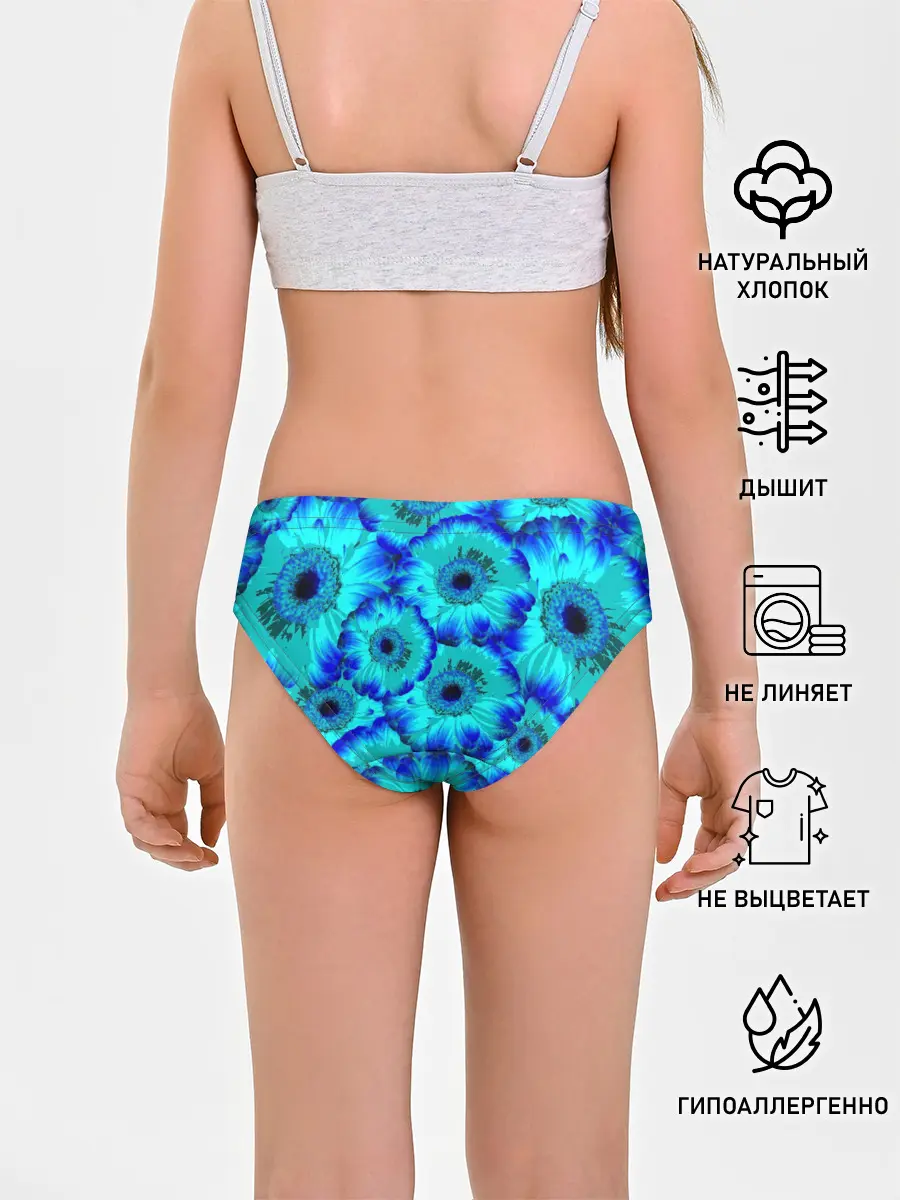 Трусы для девочек / Голубые хризантемы