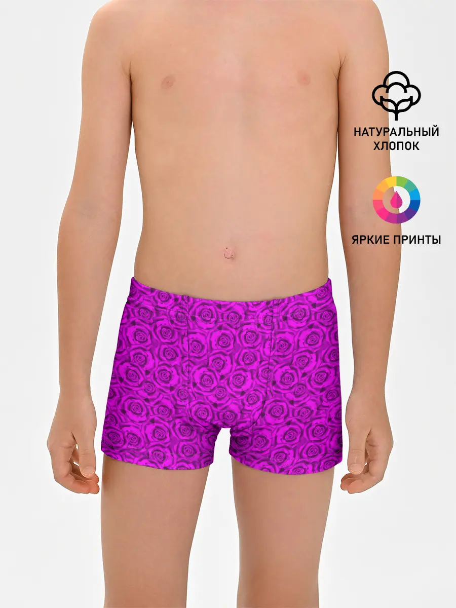 Трусы для мальчиков / Яркий цветочный неоновый узор