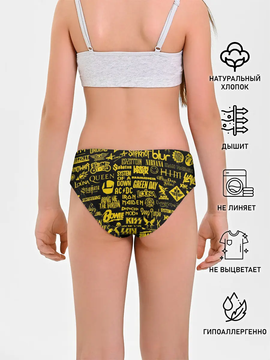 Трусы для девочек / Логотипы рок групп GOLD