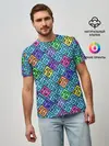 Мужская базовая футболка / Неоновый яркий абстрактный узо