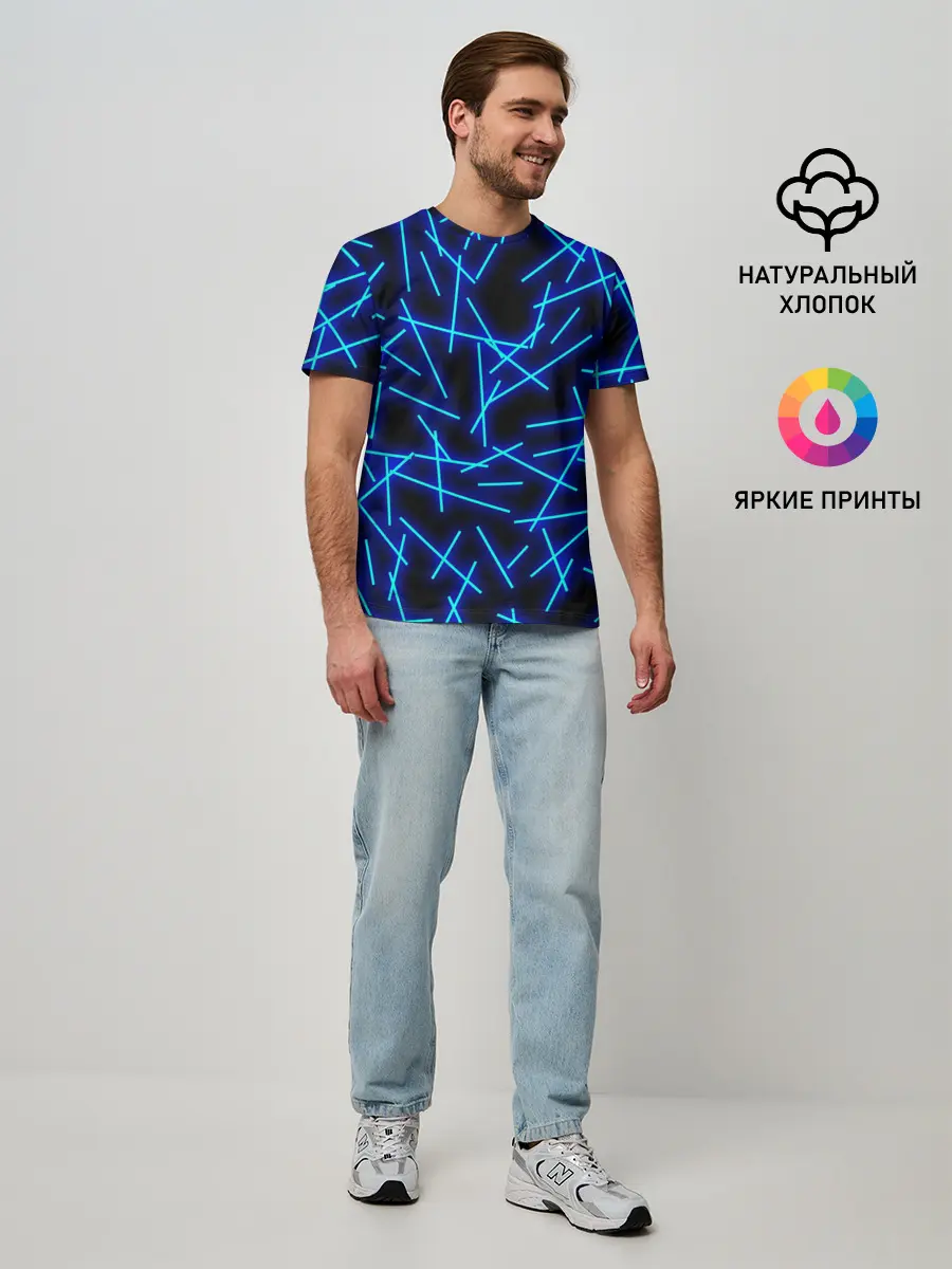 Мужская базовая футболка / Неоновые линии