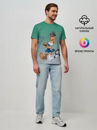 Мужская базовая футболка / официантка горшок золота