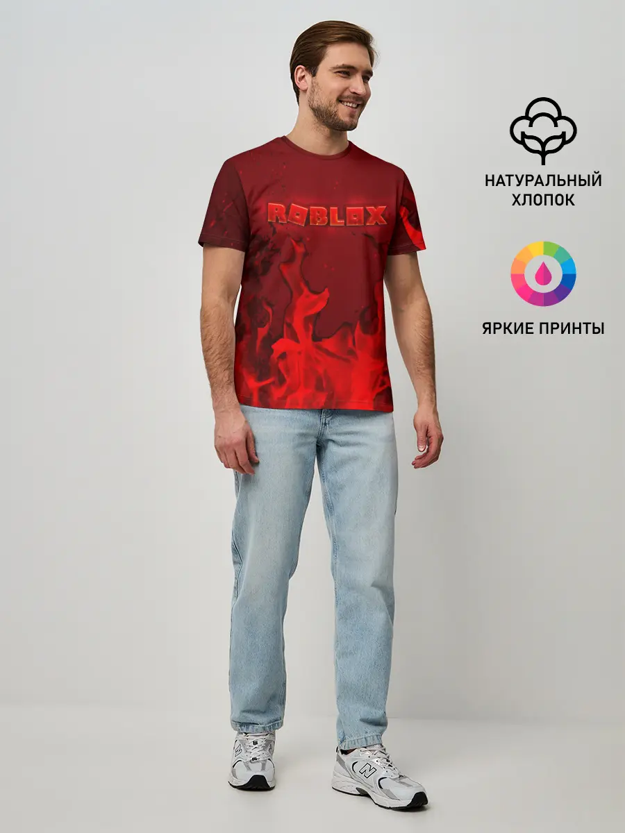 Мужская базовая футболка / ROBLOX ОГОНЬ