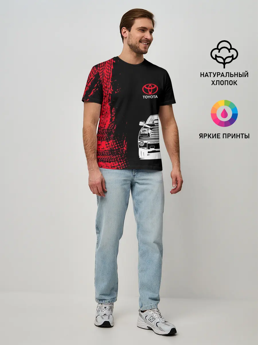 Мужская базовая футболка / Тойота | Красные следы